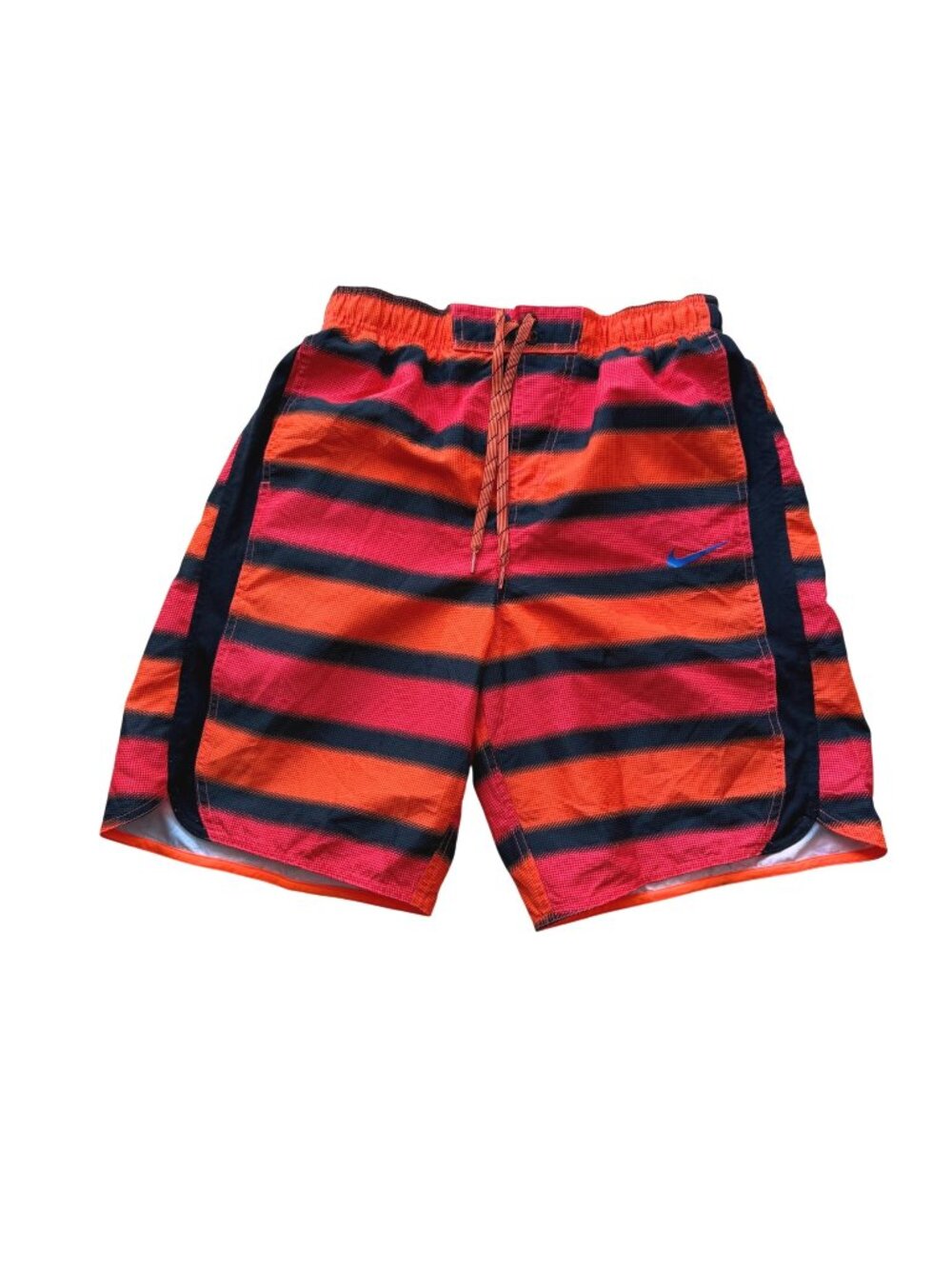 Nike Men's Swim Trunks Size M Striped Bright Crimson Yeah Bouy Volley 9 Inch